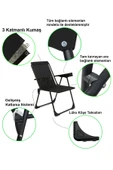 moniev Silva 2 Adet Kamp Sandalyesi Bardaklıklı Lüks Piknik Sandalye Siyah Katlanır Mdf Masa thumbnail 2