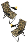 moniev Silva 2 Adet Kamp Sandalyesi Bardaklıklı Lüks Piknik Sandalye Kamuflaj - 1