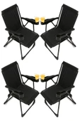 moniev Silva 4 Adet Kamp Sandalyesi Bardaklıklı Lüks Piknik Sandalye Siyah - 1