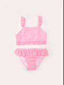 Çizgili fırfırlı kız çocuk bikini takım - 1