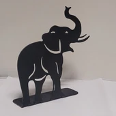 Hortum Yukarı – Metal Fil Masa Figürü (17 x 16,5 x 4,3 cm) - 1
