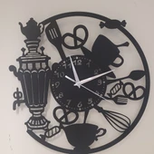 Duvar Saati Caffe Duvar Saati Dekoratif Duvar Saati Lazer Kesim Duvar Saati Çelik Duvar Saati 37cm - 1