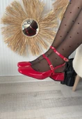 Karmi Kırmızı Rugan Topuklu Kemerli Ayakkabı thumbnail 3