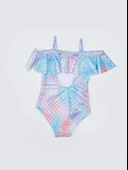 Varak pul baskılı volanlı kız çocuk mayo - 2