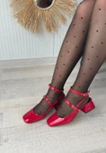 Karmi Kırmızı Rugan Topuklu Kemerli Ayakkabı thumbnail 1