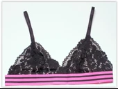 SİYAH-PEMBE ÇİZGİLİ FULL DANTEL BRALET DS200112BR - 1