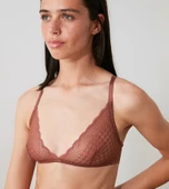 KAHVERENGİ DANTEL SIRT DETAYLI SOFT BRALET - 1