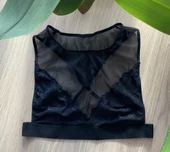 SİYAH TRANSPARAN SIRT DETAYLI DANTEL BRALET DS200185BR - 1