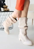 Jolin Bej Cilt Süet Detaylı Çizme - 2