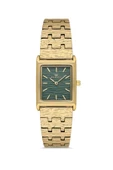 Ferro FL21599AWT-B6 Quartz Çelik Altın Rengi Yeşil Kadran 22 mm Kadın Kol Saati - 1