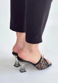 Erja Siyah Desenli Triko Topuklu Terlik - 2
