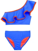 Saks Turuncu biyeli kız çocuk bikini takım DB200621BT - 1