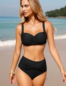 Yüksek bel Twist beli geçme detaylı Bikini Altı - 1