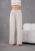 Kadın Keten Beli Lastikli Rahat Bol Paça Pantalon - 2
