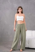 Kadın Keten Beli Lastikli Rahat Bol Paça Pantalon thumbnail 11