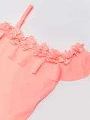 Pembe Çiçek Detaylı Kız Çocuk Mayo - 3