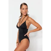 V yaka yanı büzgü detaylı mayo - 3