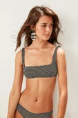 Dokulu kumaşlı Kare Yaka Bikini Üstü - 2