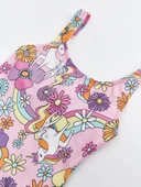 Baskılı Fırfır Detaylı Kız Çocuk Mayo - 3