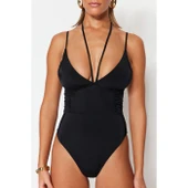 V yaka yanı büzgü detaylı mayo - 4