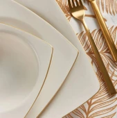 Güral Porselen Bone Caroline 62 Parça Yemek Takımı Altın Fileli - 3