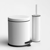 SAS beyaz çöp kovası wc fırça set 2 li set 5 lt - 1