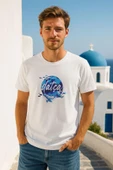 Erkek Bisiklet Yaka %100 Pamuk Datça Baskılı Kısa Kollu T-shirt - 1