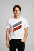 Erkek %100 Pamuk Bisiklet Yaka Baskılı T-shirt - 1