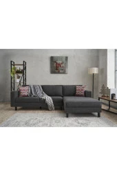 Evdebiz Kale Serisi L Köşe Koltuk Keten Antrasit Sağ - 1