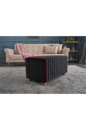 Evdebiz Siyah Dikdörtgen Mabel Puf - 2