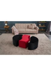 Evdebiz Alya Puf Siyah Kırmızı - 2