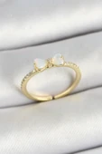Pirinç Fiyonk Figürlü Zirkon Taşlı Gold Renk Ayarlanabilir Kadın Yüzük - EBJ250530W34363 - 1