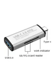 Plentiful Type-C 3in1 Usb Kart Okuyucu Micro Sd Card Reader Çevirici Dönüştürücü Usb 3.0 OTG Adaptör - 3
