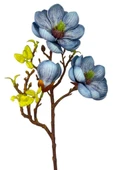 Yapay Çiçek Eva Mavi Manolya 2 Çiçek 1 Tomurcuk Uzun Dal Çiçek Flowers 55cm Gerçeksi Doku - 3
