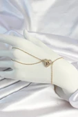 Zincirli Gold Renk Kalp Figürlü Şahmeran - EBJ250530W34415 - 1