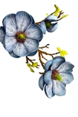 Yapay Çiçek Eva Mavi Manolya 2 Çiçek 1 Tomurcuk Uzun Dal Çiçek Flowers 55cm Gerçeksi Doku - 6