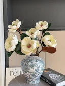 Nettenevime Yapay Çiçek Krem Eva Manolya 2 Çiçek 1 Tomurcuk Uzun Dal Çiçek Flowers 55cm Gerçeksi Doku thumbnail 8