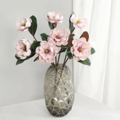 Nettenevime Yapay Çiçek Pembe Açık Eva Manolya 2 Çiçek 1 Tomurcuk Uzun Dal Çiçek Flowers 55cm Gerçeksi Doku thumbnail 7