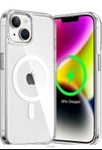 İPhone 15 için Kılıf Kamera Korumalı Magsafe Wireless Şarj Özellikli Şeffaf Kılıf - 1