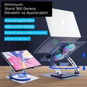 Plentiful Notebook ve Laptop Stand 360 Derece Dönebilen Alüminyum Katlanır Stand Gümüş thumbnail 5