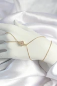 Zincirli Gold Renk Zirkon Taşlı Şahmeran - EBJ250530W34405 - 1