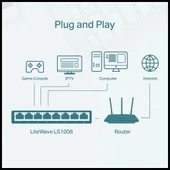 Tp-lınk Ls1008, Green Tech, 8 Port, Megabit, Yönetilemez, Masaüstü Switch - 3