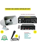Pazarcı Anons Hoparlör Seti Yüksek Ses  Horn Hoparlör Mikrofon USB Sd Kart Girişli Mobil Amfi - 1