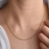 14 Ayar Altın Kaplama Peridot Doğal Taşlı  El Yapımı Gümüş Kolye - CNS00629 - 1