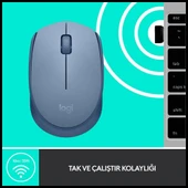 Logıtech 910-006866, M171 Bluegrey, Usb Nano 2,4g Kablosuz, 1000dpi, Optik, 3 Tuşlu, 12ay Pil Ömrü, Mouse - 4