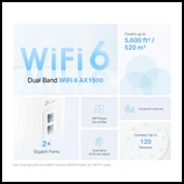 Tp-lınk Deco-x10, Ax1500, Üçlü Mesh, 130-1201mbps Dual Band, Wifi6, 2port Gigabit Lan, 520m2 Kapsama Alanı, Router, Geni - 2