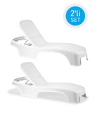 Omnipazar SY-2536 Beyaz Brezza Royal Rattan Lüks Şezlong 2'li Set - 1