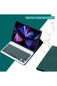 Apple Ipad Pro 4. Nesil M2 2022 11 Inç Uyumlu Bluetooth Klavyeli Kılıf Kalem Bölmeli (TÜRKÇE KLAVYE)  KOYU YEŞİL - 1