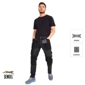 Şensel, Çok Cepli Kot İş Pantolonu, Gri-Siyah -54E6037- Esnek - 5