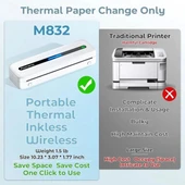 Phomemo M832 Taşınabilir Seyahat için Kablosuz Yazıcılar - 6
